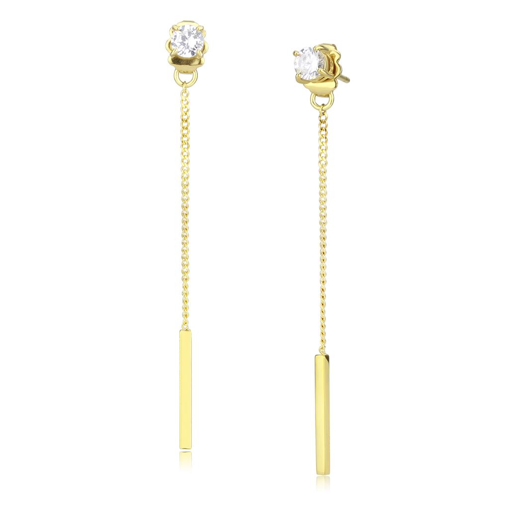 MATK3681 - IP Gold(Ion Plating) Stainless Steel Earrings with AAA Grade CZ  in Clear