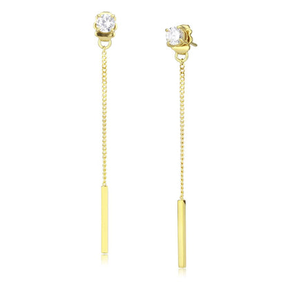 MATK3681 - IP Gold(Ion Plating) Stainless Steel Earrings with AAA Grade CZ  in Clear