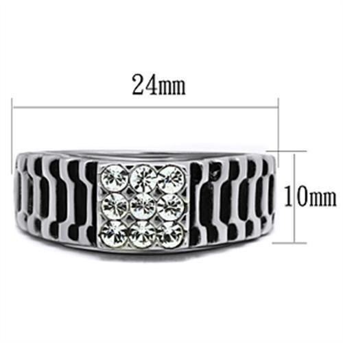 MATK368 - High polished (no plating) Stainless Steel Ring with Top Grade Crystal  in Clear