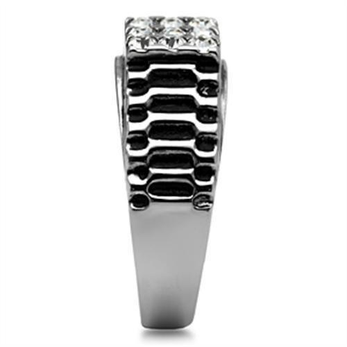 MATK368 - High polished (no plating) Stainless Steel Ring with Top Grade Crystal  in Clear