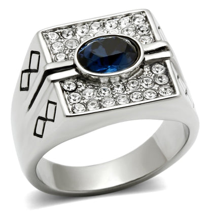 MATK369 - High polished (no plating) Stainless Steel Ring with Top Grade Crystal  in Montana