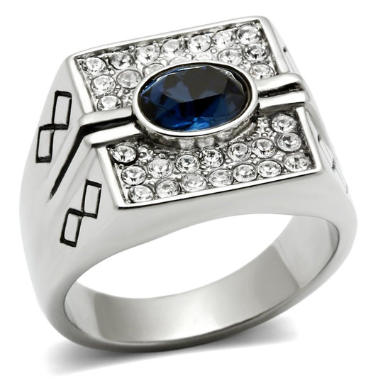 MATK369 - High polished (no plating) Stainless Steel Ring with Top Grade Crystal  in Montana