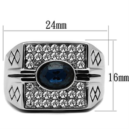 MATK369 - High polished (no plating) Stainless Steel Ring with Top Grade Crystal  in Montana