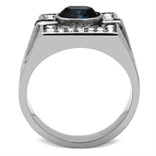 MATK369 - High polished (no plating) Stainless Steel Ring with Top Grade Crystal  in Montana