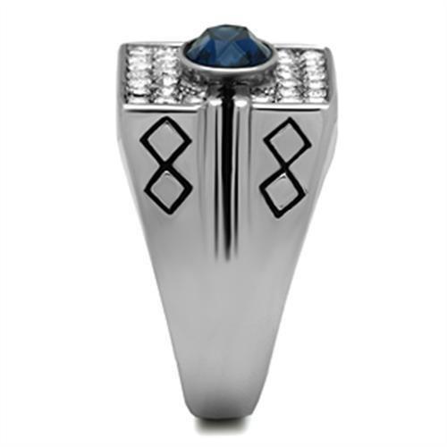 MATK369 - High polished (no plating) Stainless Steel Ring with Top Grade Crystal  in Montana