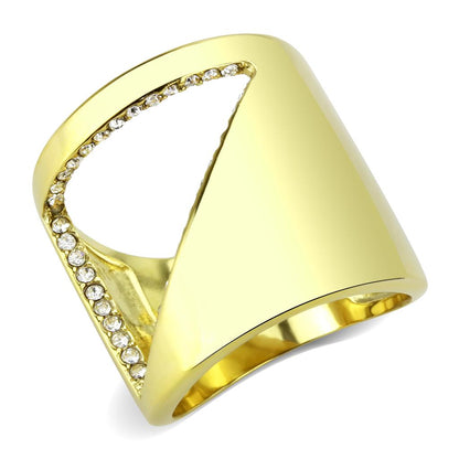 MATK3715 - IP Gold(Ion Plating) Stainless Steel Ring with Top Grade Crystal  in Clear