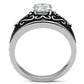 MATK373 - High polished (no plating) Stainless Steel Ring with AAA Grade CZ  in Clear