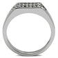 MATK375 - High polished (no plating) Stainless Steel Ring with Top Grade Crystal  in Clear
