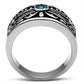 MATK377 - High polished (no plating) Stainless Steel Ring with Top Grade Crystal  in Capri Blue