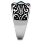 MATK377 - High polished (no plating) Stainless Steel Ring with Top Grade Crystal  in Capri Blue