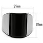 MATK379 - High polished (no plating) Stainless Steel Ring with Semi-Precious Onyx in Jet