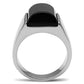 MATK379 - High polished (no plating) Stainless Steel Ring with Semi-Precious Onyx in Jet