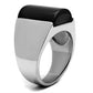 MATK379 - High polished (no plating) Stainless Steel Ring with Semi-Precious Onyx in Jet