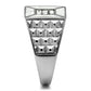 MATK385 - High polished (no plating) Stainless Steel Ring with Top Grade Crystal  in Clear