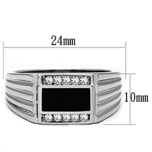 MATK386 - High polished (no plating) Stainless Steel Ring with Top Grade Crystal  in Clear