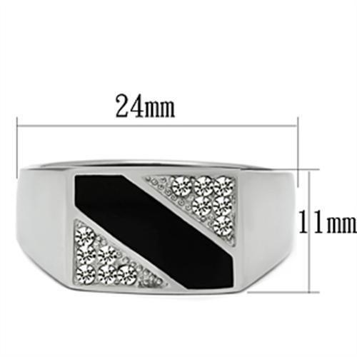 MATK387 - High polished (no plating) Stainless Steel Ring with Top Grade Crystal  in Clear