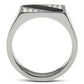 MATK387 - High polished (no plating) Stainless Steel Ring with Top Grade Crystal  in Clear