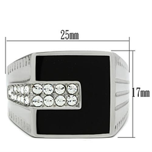 MATK388 - High polished (no plating) Stainless Steel Ring with Top Grade Crystal  in Clear