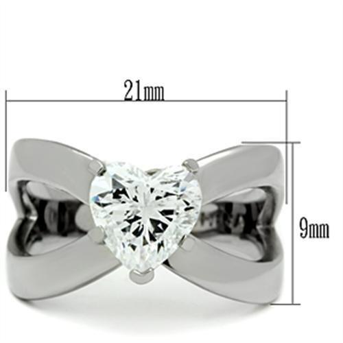 MATK390 - High polished (no plating) Stainless Steel Ring with AAA Grade CZ  in Clear