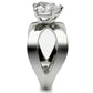MATK390 - High polished (no plating) Stainless Steel Ring with AAA Grade CZ  in Clear
