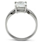 MATK391 - High polished (no plating) Stainless Steel Ring with AAA Grade CZ  in Clear