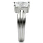 MATK391 - High polished (no plating) Stainless Steel Ring with AAA Grade CZ  in Clear