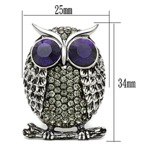 MATK399 - High polished (no plating) Stainless Steel Ring with Top Grade Crystal  in Amethyst