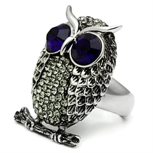 MATK399 - High polished (no plating) Stainless Steel Ring with Top Grade Crystal  in Amethyst