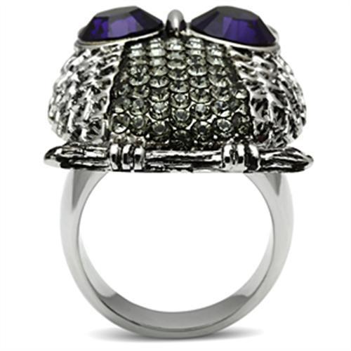 MATK399 - High polished (no plating) Stainless Steel Ring with Top Grade Crystal  in Amethyst