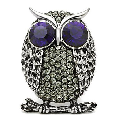 MATK399 - High polished (no plating) Stainless Steel Ring with Top Grade Crystal  in Amethyst