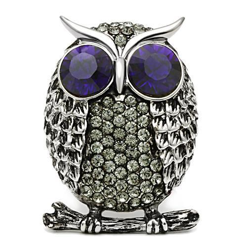 MATK399 - High polished (no plating) Stainless Steel Ring with Top Grade Crystal  in Amethyst