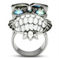 MATK400 - High polished (no plating) Stainless Steel Ring with Top Grade Crystal  in Sea Blue