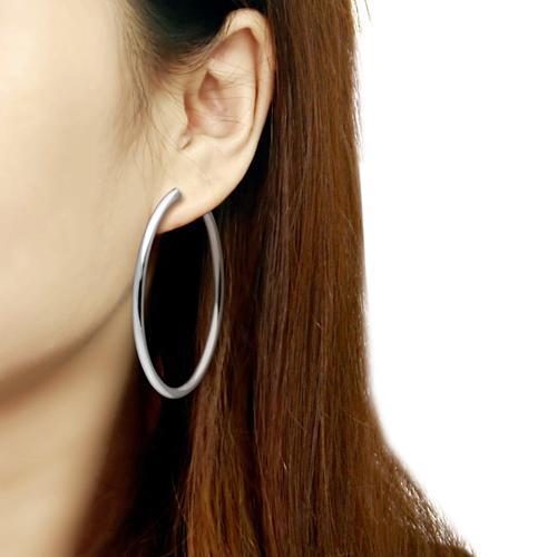 MATK413 - High polished (no plating) Stainless Steel Earrings with No Stone