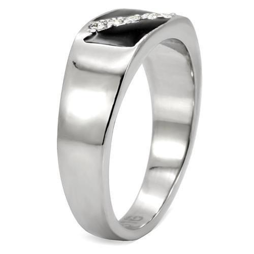 MATK414701 - High polished (no plating) Stainless Steel Ring with Top Grade Crystal  in Clear