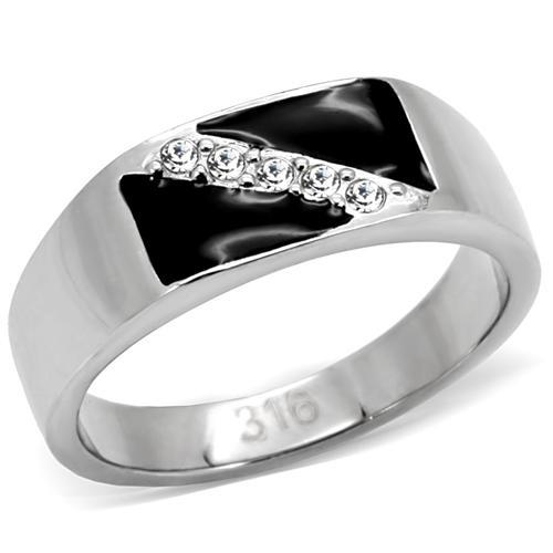 MATK414701 - High polished (no plating) Stainless Steel Ring with Top Grade Crystal  in Clear