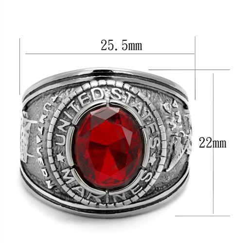 MATK414703 - High polished (no plating) Stainless Steel Ring with Synthetic Synthetic Glass in Siam