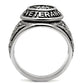 MATK414704 - High polished (no plating) Stainless Steel Ring with Epoxy  in Jet