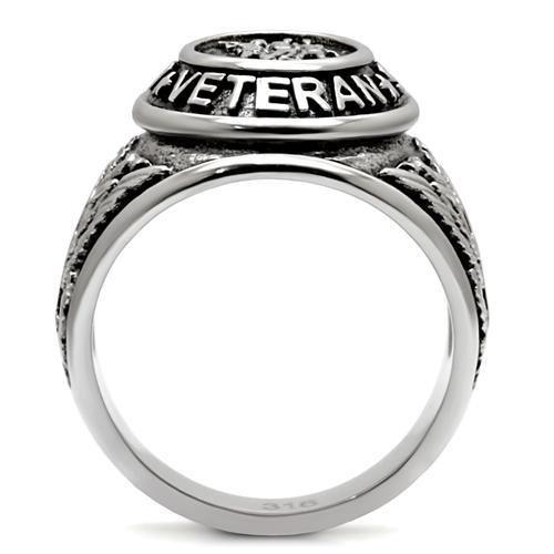 MATK414704 - High polished (no plating) Stainless Steel Ring with Epoxy  in Jet