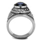 MATK414707 - High polished (no plating) Stainless Steel Ring with Synthetic Synthetic Glass in Sapphire