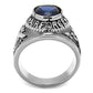 MATK414708 - High polished (no plating) Stainless Steel Ring with Synthetic Synthetic Glass in Sapphire