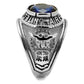 MATK414708 - High polished (no plating) Stainless Steel Ring with Synthetic Synthetic Glass in Sapphire