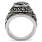 MATK414708 - High polished (no plating) Stainless Steel Ring with Synthetic Synthetic Glass in Sapphire