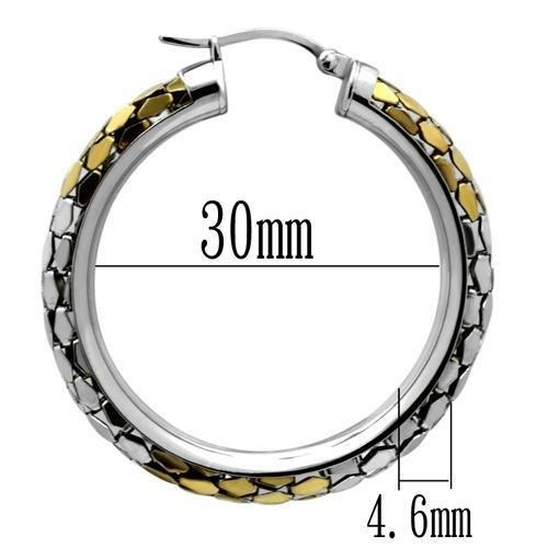 MATK430 - Gold+Rhodium Stainless Steel Earrings with No Stone