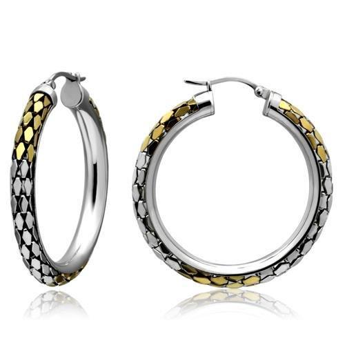 MATK430 - Gold+Rhodium Stainless Steel Earrings with No Stone