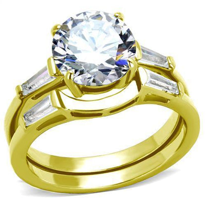MATK44701 - IP Gold(Ion Plating) Stainless Steel Ring with AAA Grade CZ  in Clear