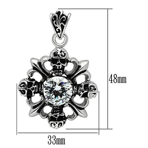 MATK454 - High polished (no plating) Stainless Steel Chain Pendant with AAA Grade CZ  in Clear