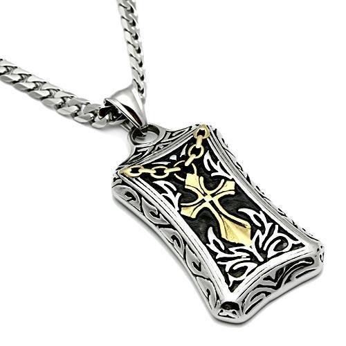 MATK455 - Gold+Rhodium Stainless Steel Chain Pendant with No Stone