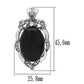 MATK459 - High polished (no plating) Stainless Steel Chain Pendant with Semi-Precious Onyx in Jet