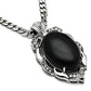 MATK459 - High polished (no plating) Stainless Steel Chain Pendant with Semi-Precious Onyx in Jet