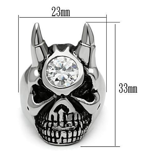 MATK465 - High polished (no plating) Stainless Steel Ring with AAA Grade CZ  in Clear